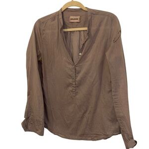 Zadig & Voltaire gray silver sparkle studded Safety Pin on shoulder shirt S